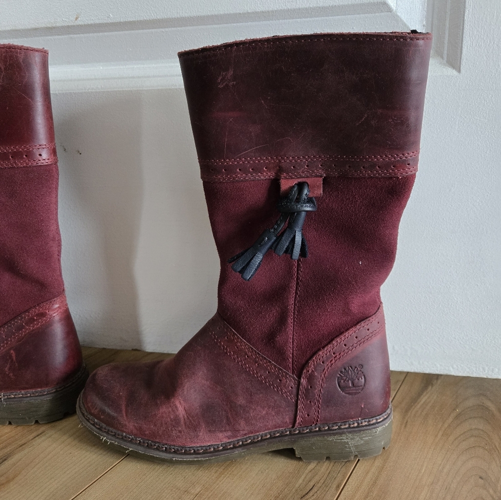 Girls 13.5 Timberland Boot , Red with Zipper and Tassle